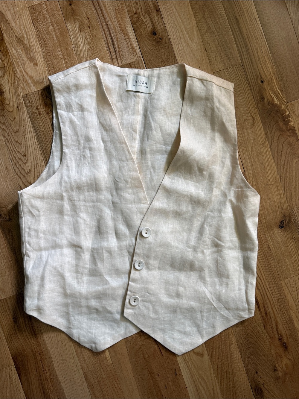 Linen Blend Dissh Cream Vest